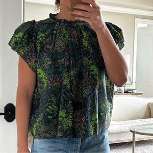 New without tags Trovata Birds of Paradise green top